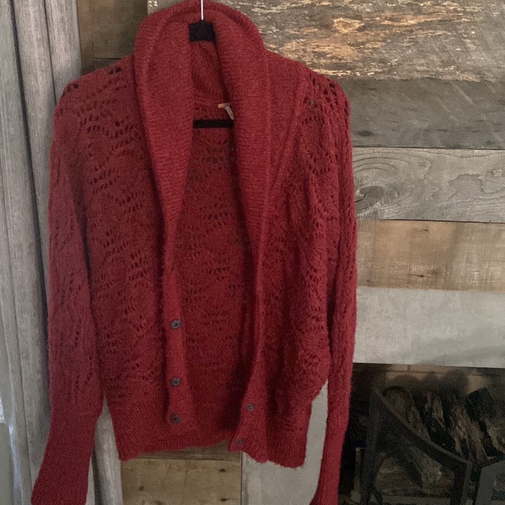 Free People Shawl Crochet Cardigan